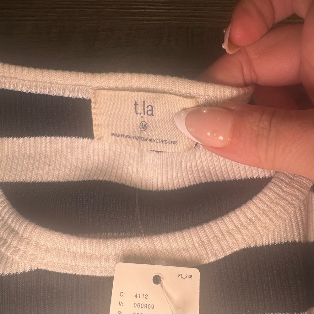t.la Long Sleeve Mixed Stripes Ribbed Tee - Picture 7 of 7